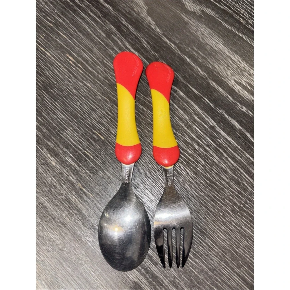 Vintage 1994 Bob The Builder Fork And Spoon Toddler Utensils
